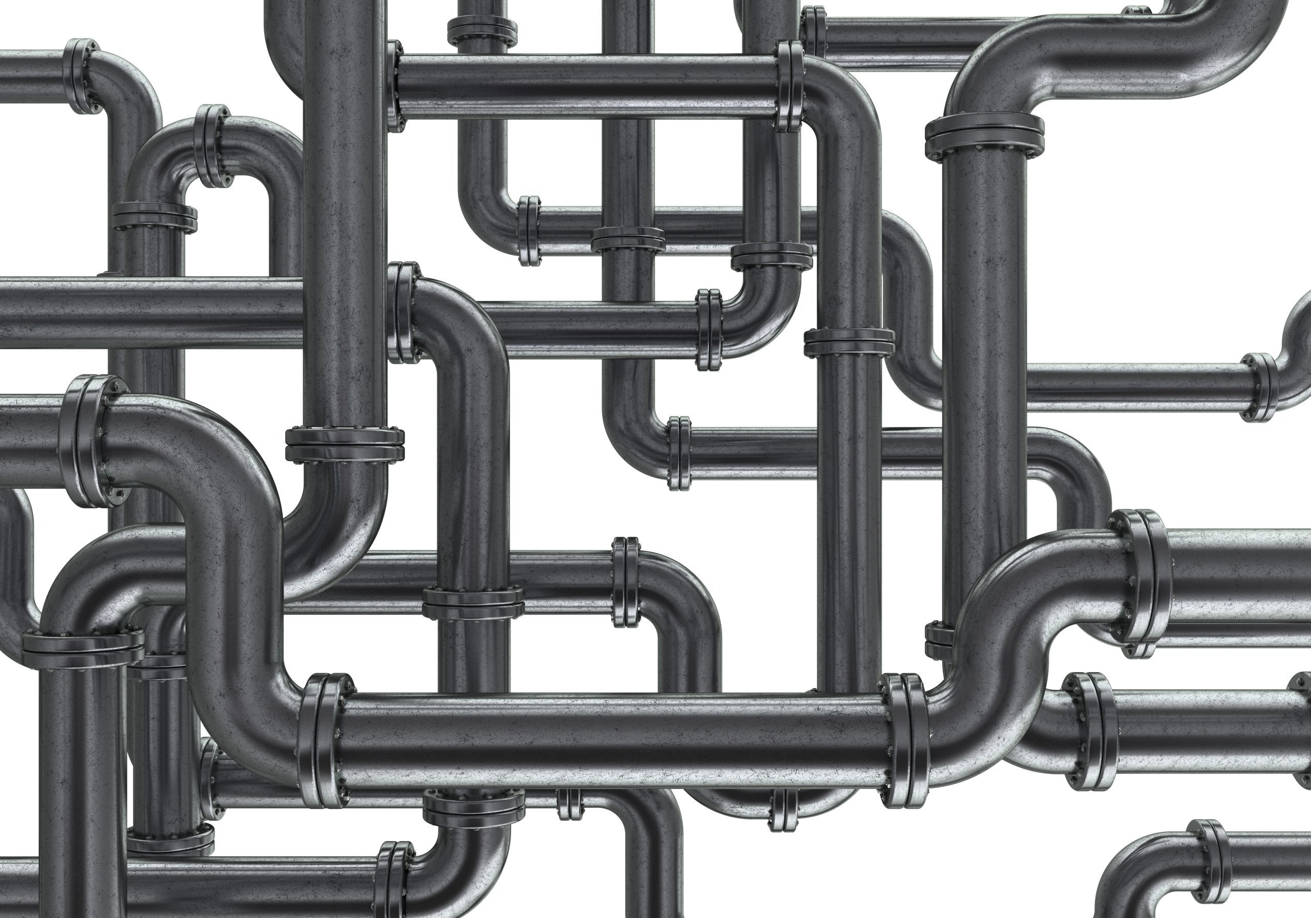 3d illustration of steel pipes background