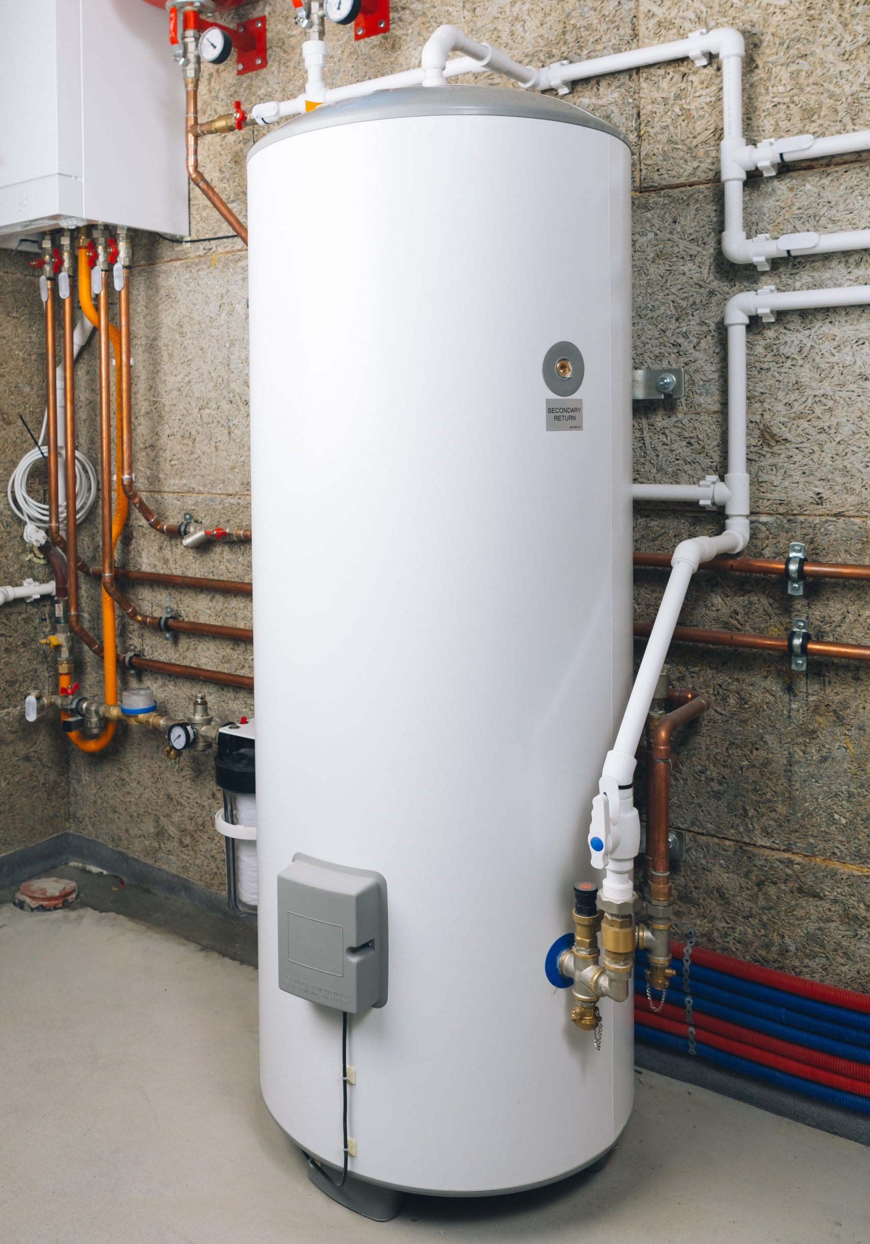 water heater in modern boiler room